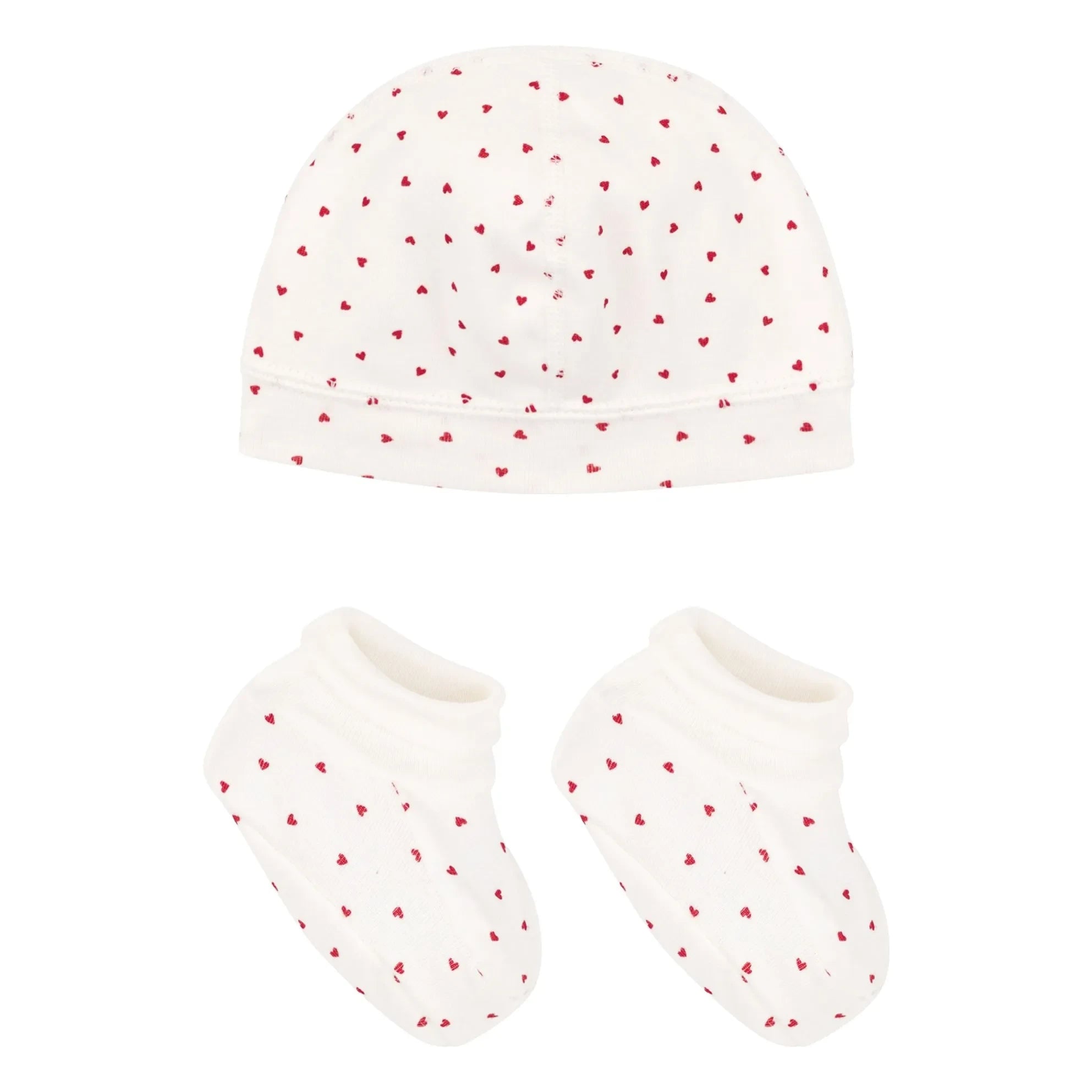 Petit Bateau - Organik Pamuk Kalp bere ve patik seti | Ekru