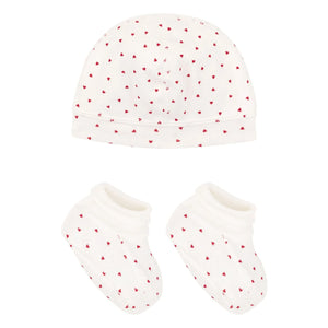 Petit Bateau - Organik Pamuk Kalp bere ve patik seti | Ekru