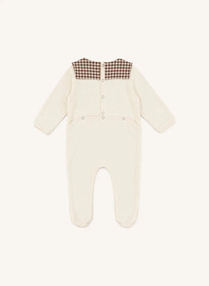 Risu Risu - Organik Pamuklu Ekose Denizci Pijama | Ecru