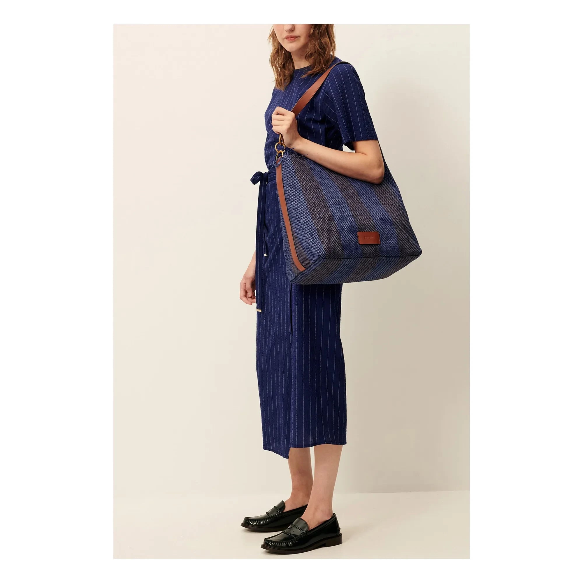 Sessùn - Lazula Cotton Striped Dress | Navy Blue