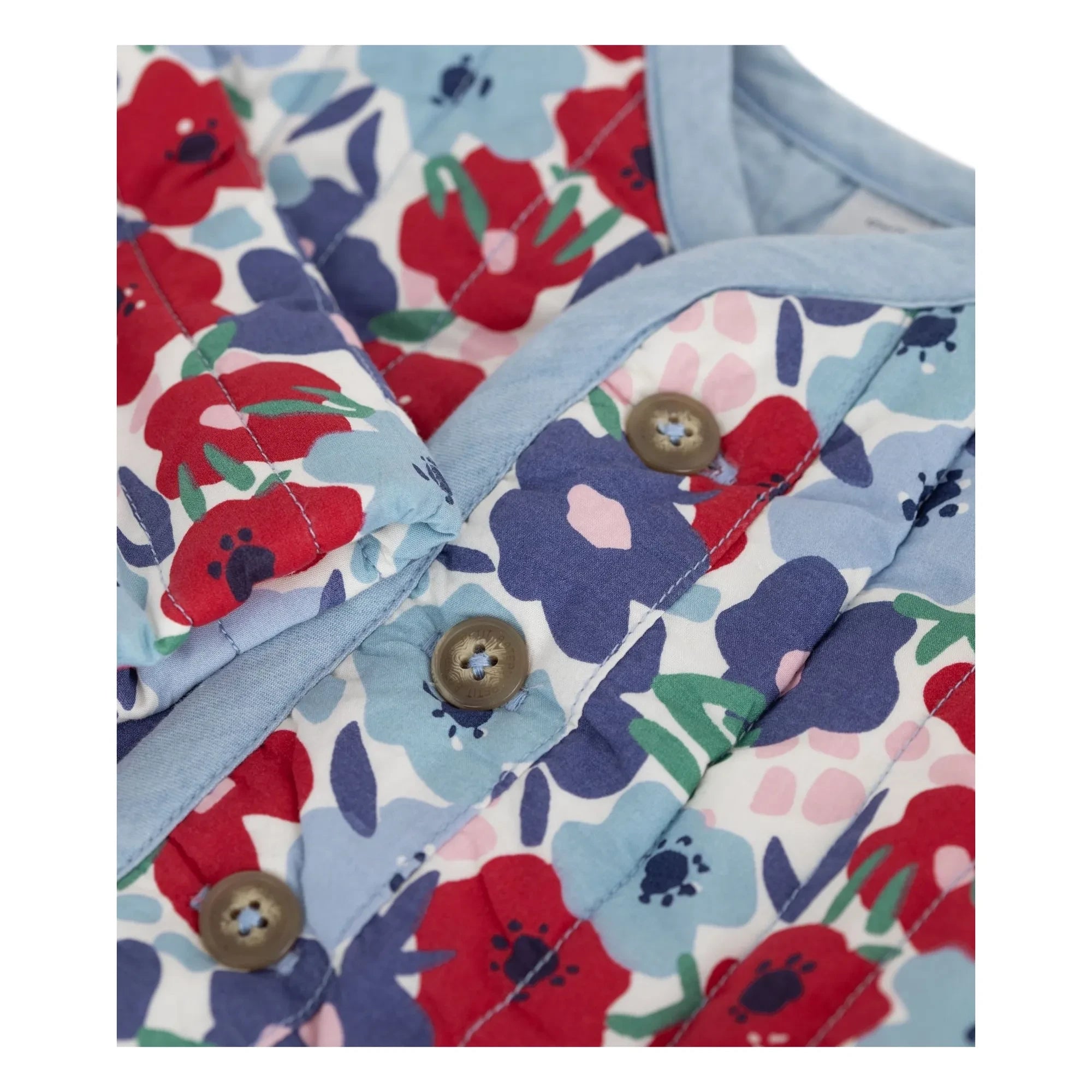 Petit Bateau - Organic Cotton Fleurie Quilted Jacket | Blue