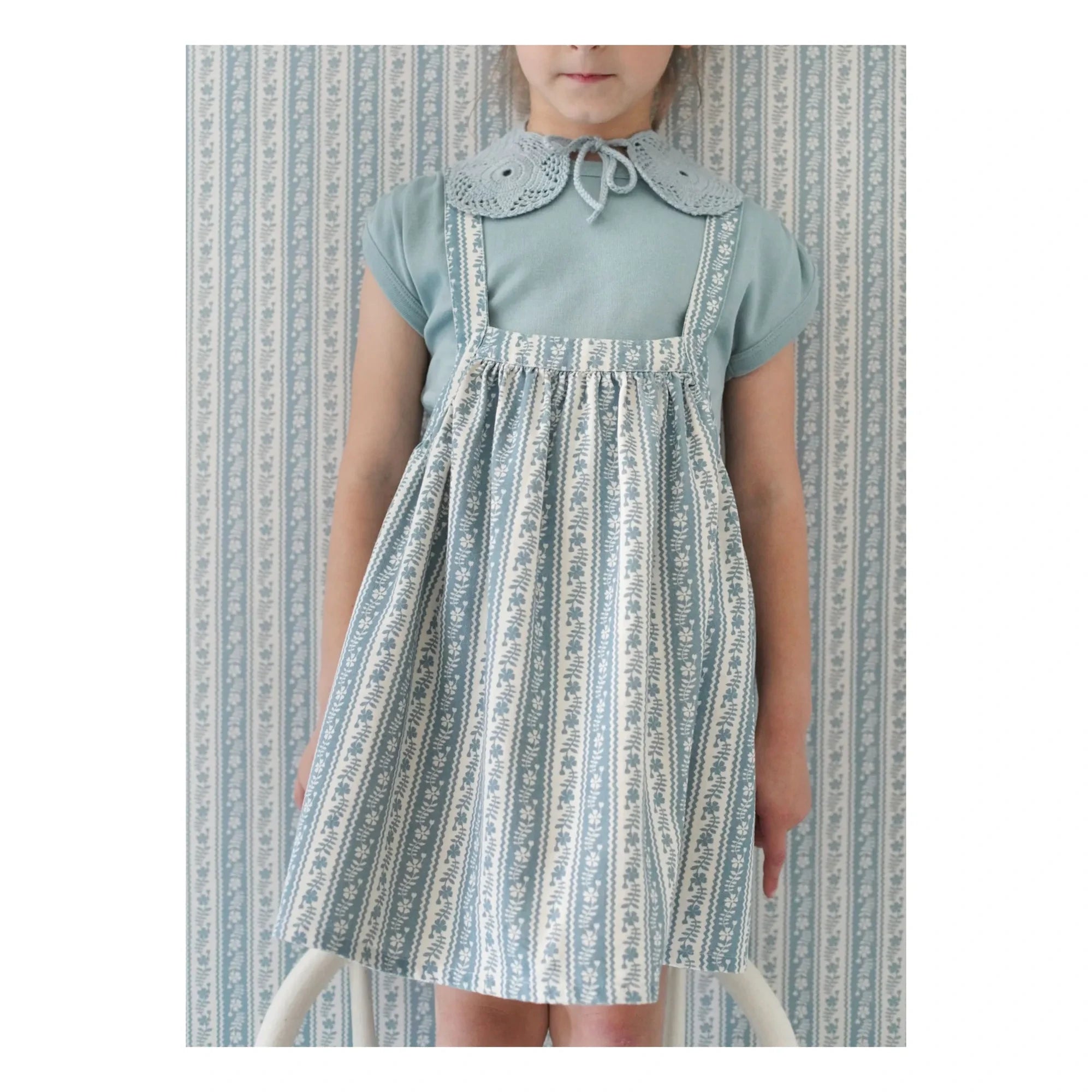 Soor Ploom - Eloise Striped Organic Cotton Apron Dress | Ecru