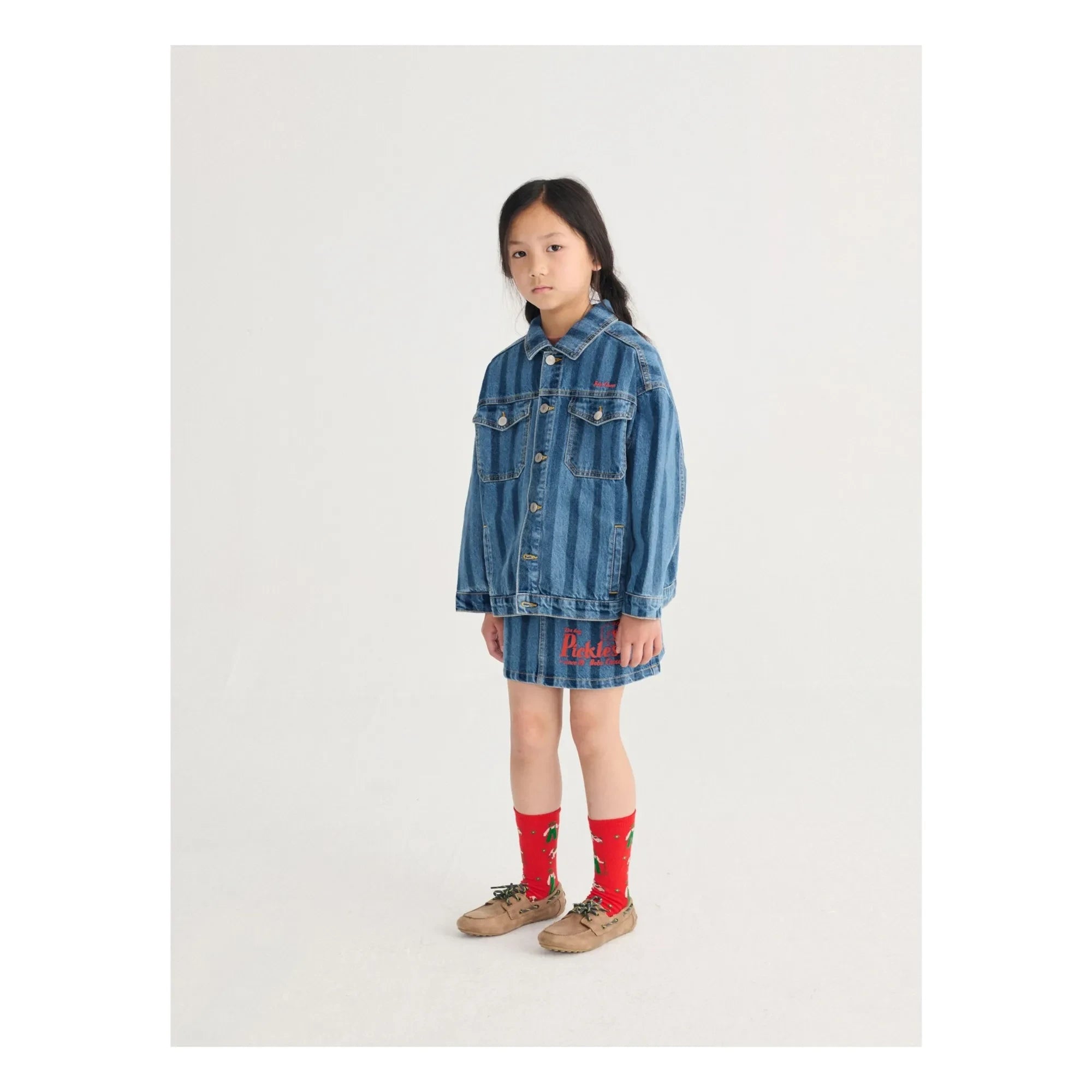 Bobo Choses - Striped Denim Skirt Made of Organic Cotton | Blue
