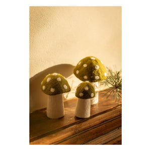 Muskhane - Dotty Felt Cork Mushrooms - Set of 3 | Green