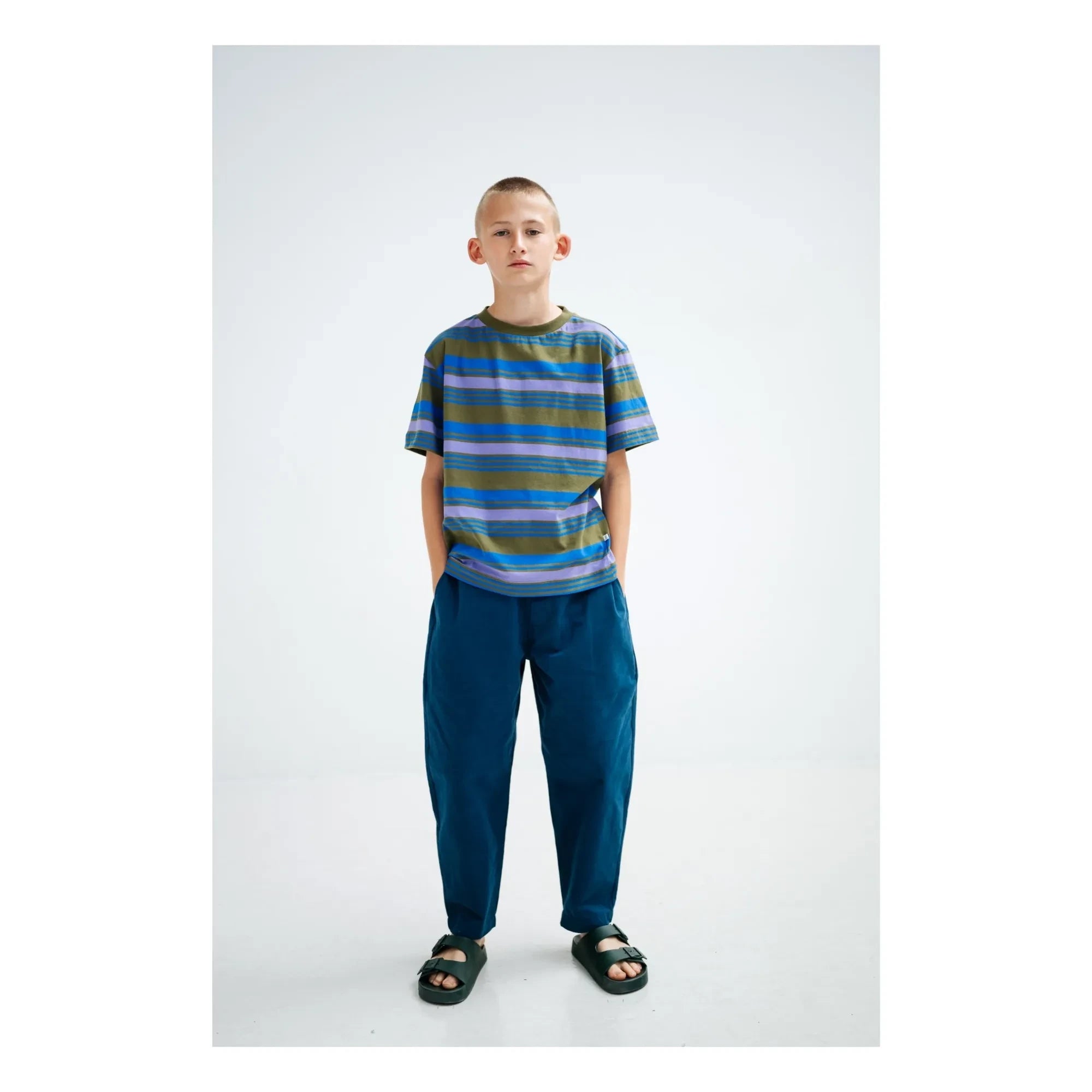 Repose AMS - Striped Organic Cotton T-Shirt | Khaki