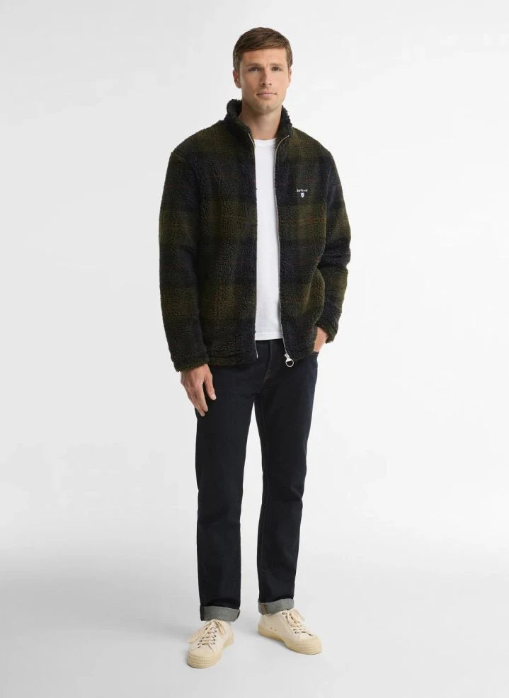 Barbour - Checked Zip Fleece Jacket | Olive