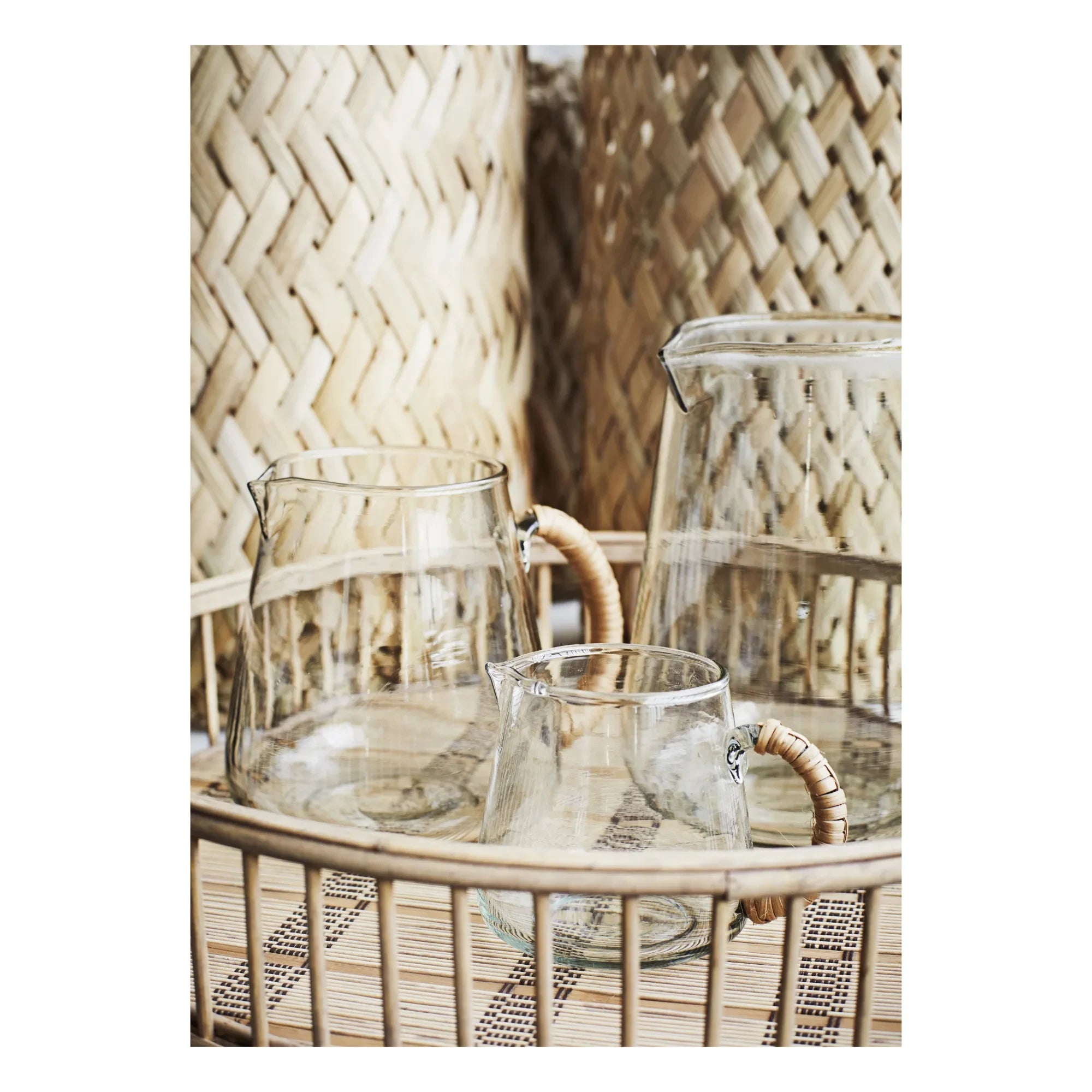 Madam Stoltz - Glass Carafe with Bamboo Handle | Clear