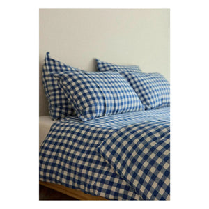 Gabrielle Paris - Vichy Washed Linen Duvet Cover | Blue