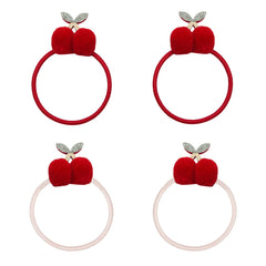 Mimi & Lula - 4-Piece Cherry Pom-Pom Chouchou Set | Red