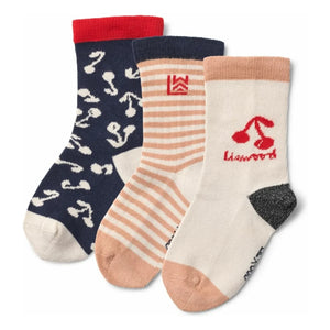 Liewood - Silas Cerises 3-Pack Socks | Navy Blue