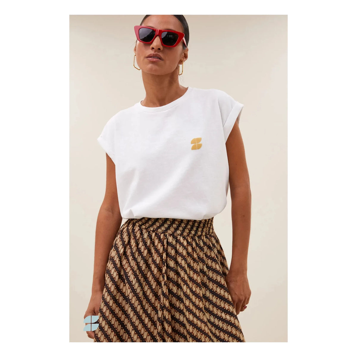 By Bar - Tobi Flame Cotton T-Shirt | White