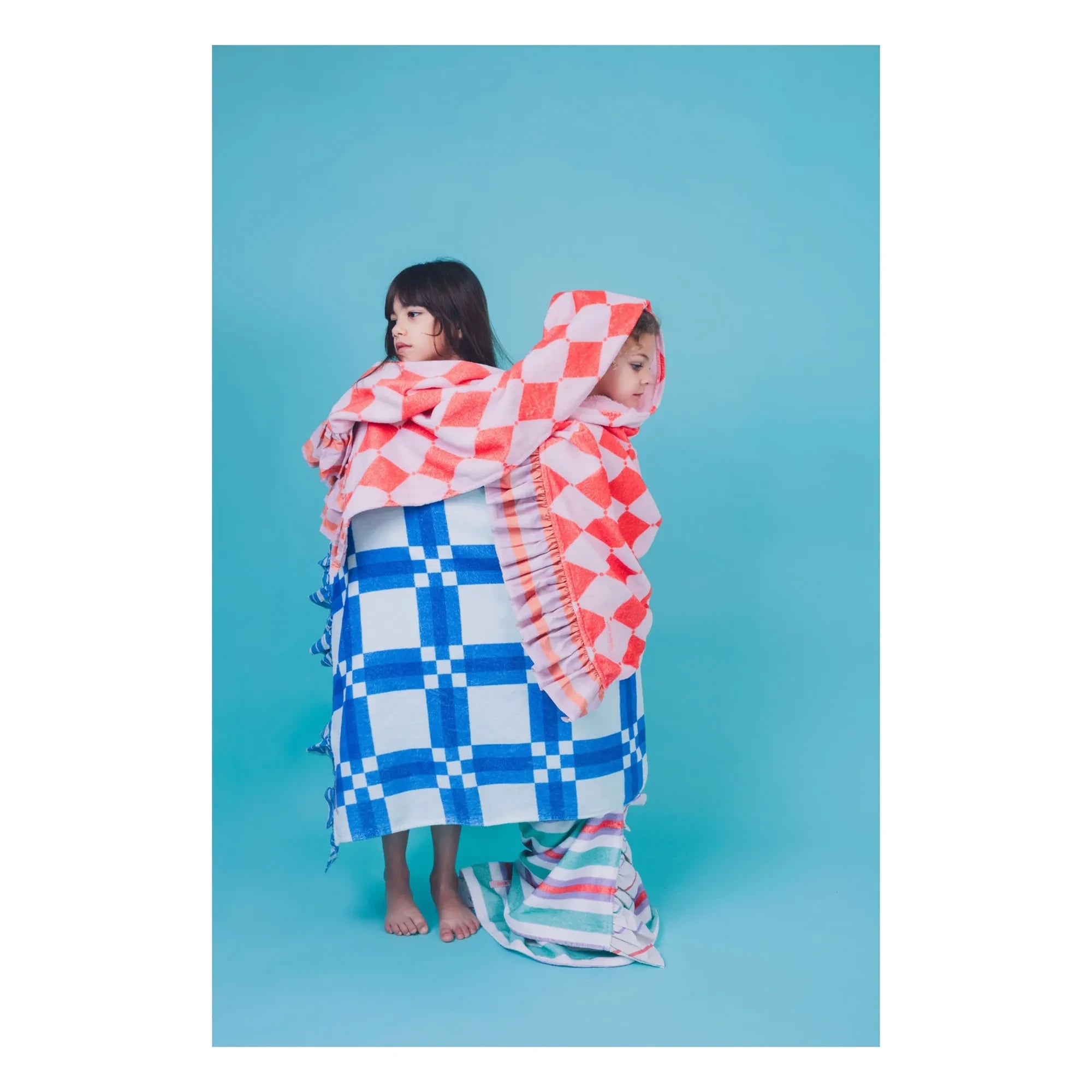 Jera Mini - Peshtemal Towel with Ruffles Losange Terry Fabric | Pink
