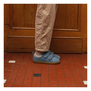 Lazare - Mahaut Striped Suede Sneakers | Denim Blue
