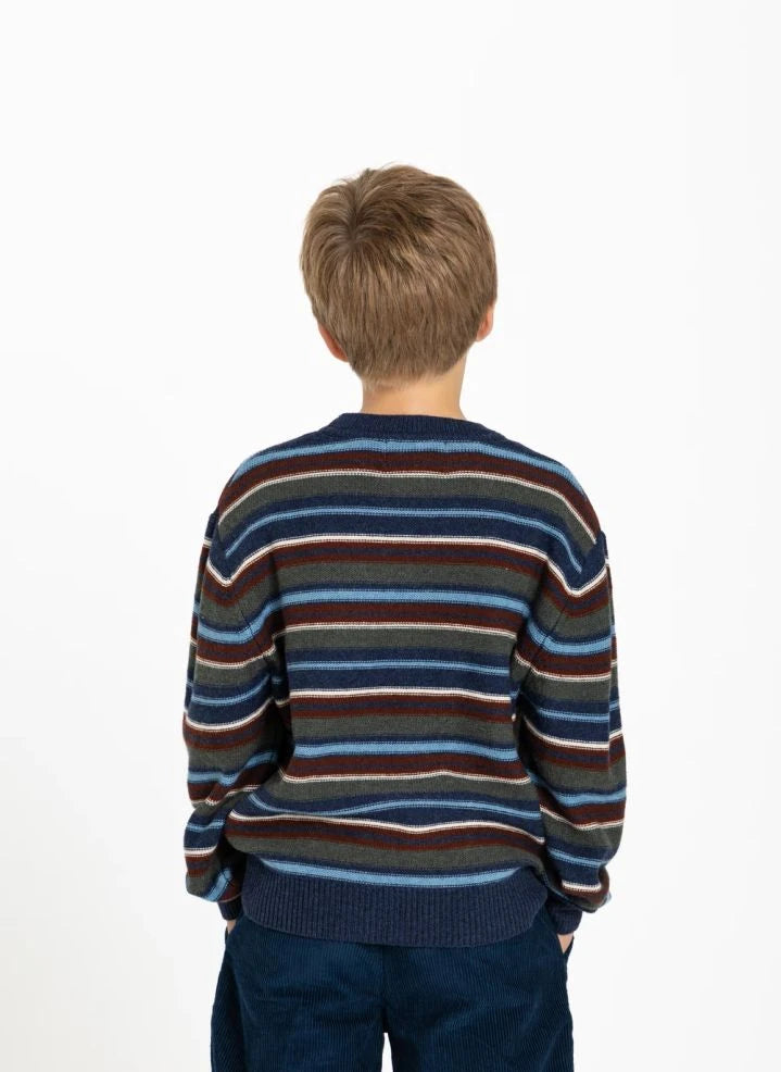 Smallable Kid - Matteo Striped Wool Sweater | Blue