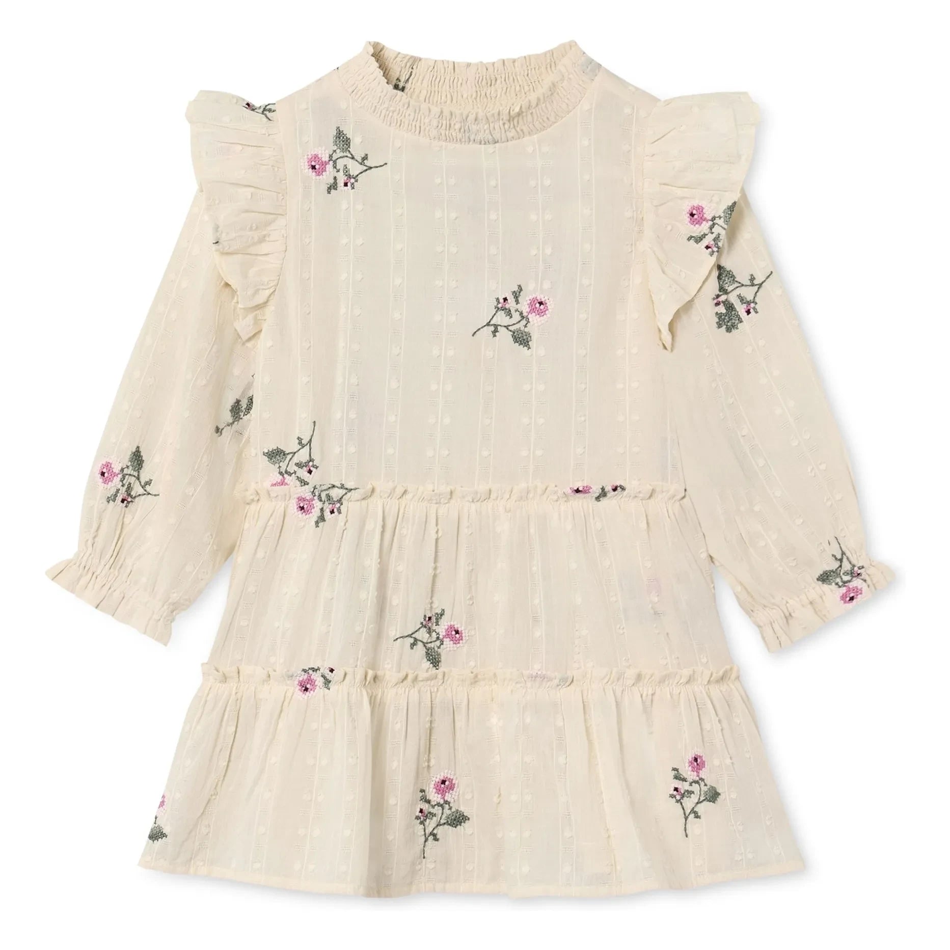 Fliink - Flower Dobby Dress | Ecru
