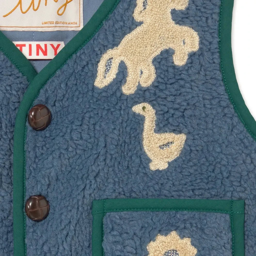 Tinycottons - Oies Sherpa Style Sleeveless Jacket | Blue