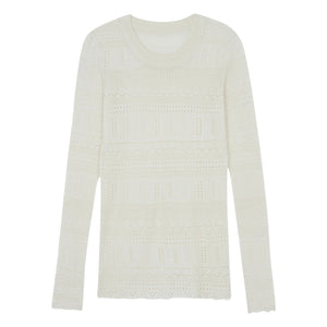 Kujten - Semeti Pointelle Silk and Cashmere Sweater | White