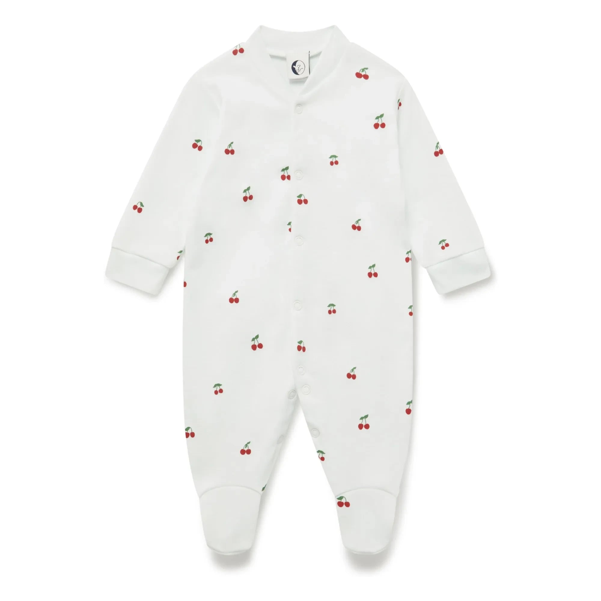 Sleepy Doe - Ayaklı Pijama Cherry Organik Pamuk | Beyaz