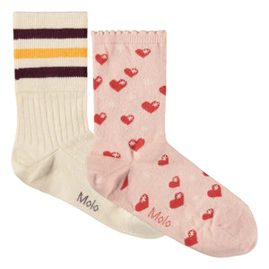 Molo - 2 Çift Nomi Hearts Çorap Seti | Soluk Pembe