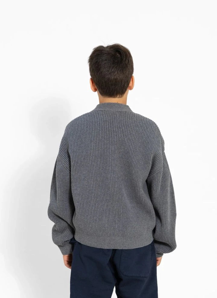 Smallable Kid - Harcourt Organic Cotton Cardigan | Grey Melange