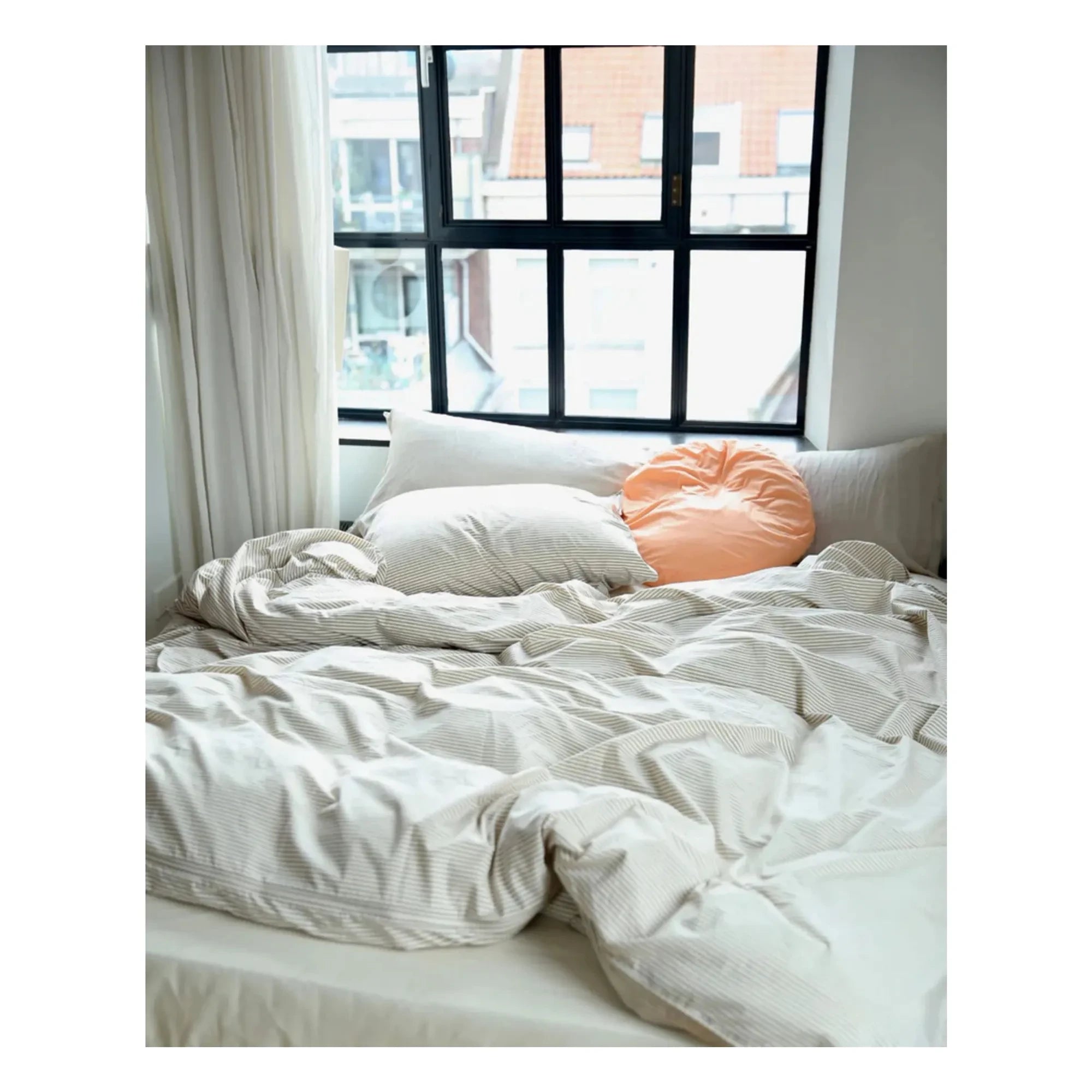 Suite 702 - Organic Percale Striped Duvet Cover | Brown-Ivory | Brown
