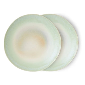 HKliving - Stone Ceramic Plates - 2-piece Set | Turquoise Blue