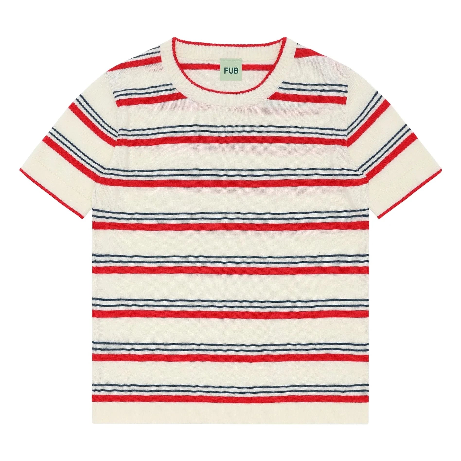 FUB - Striped T-Shirt Extra Thin Mesh Organic Cotton | Red