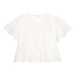 Louise Misha - Ruffled Blouse Amalia Organic Cotton | White