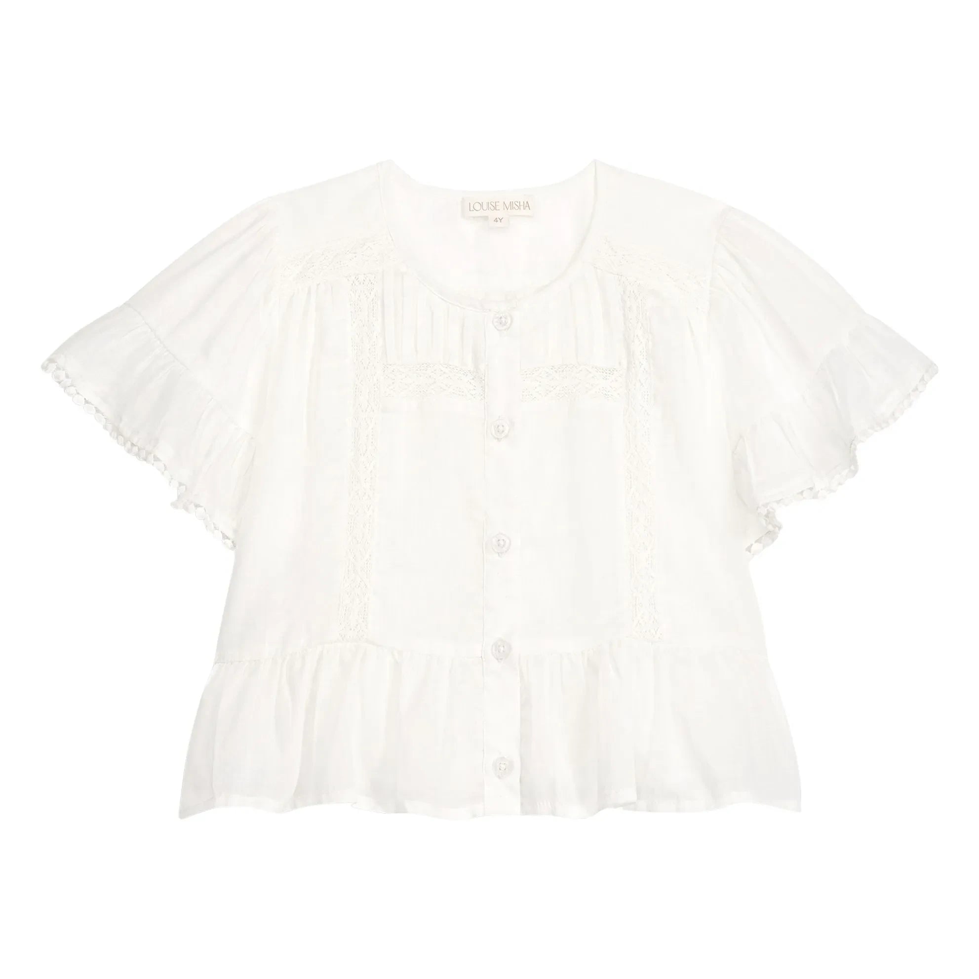 Louise Misha - Ruffled Blouse Amalia Organic Cotton | White