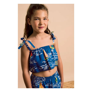 Maison Mangostan - Blue Crop Top Ruffle Sails