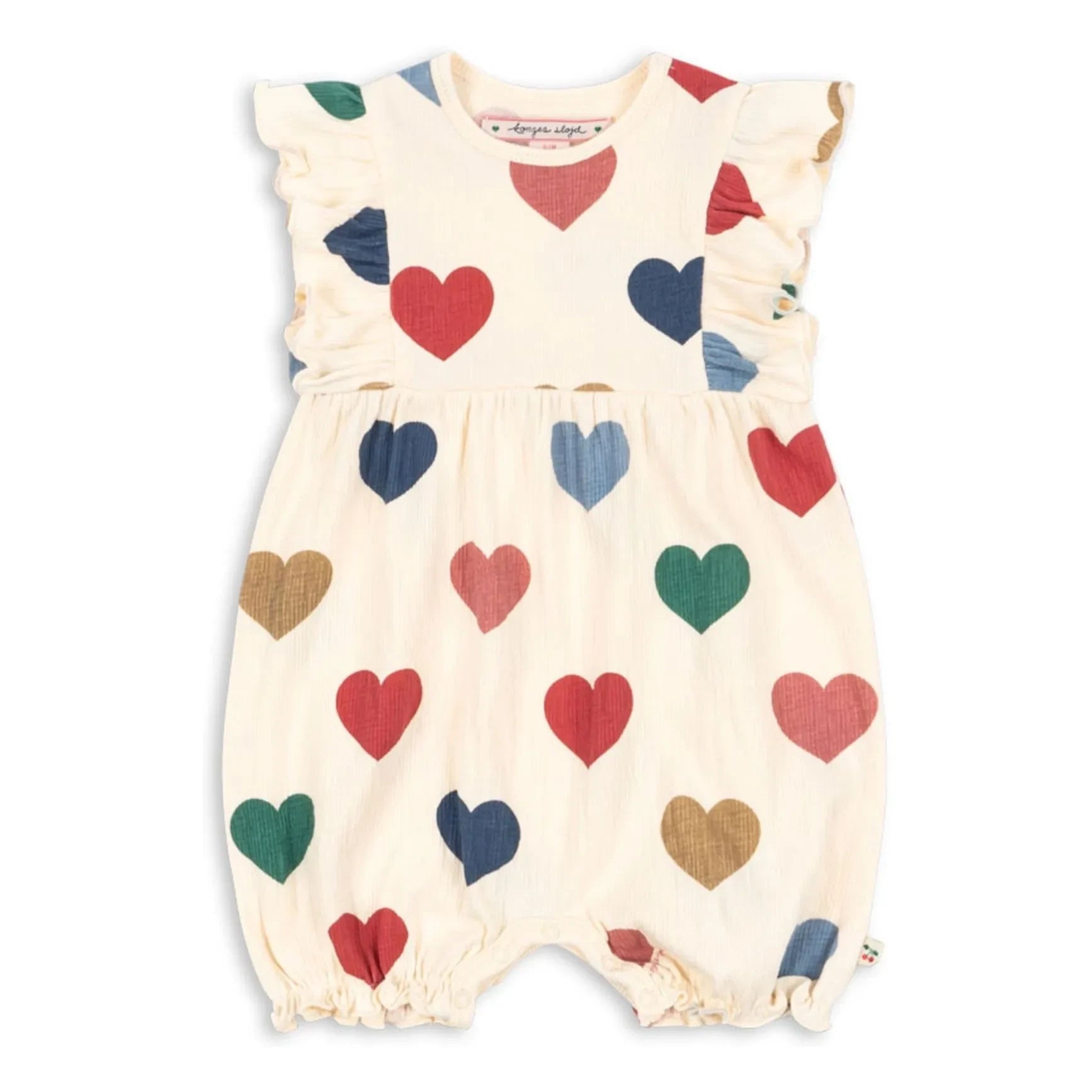 Konges Sløjd - Chleo Hearts Organic Cotton Romper | Ecru