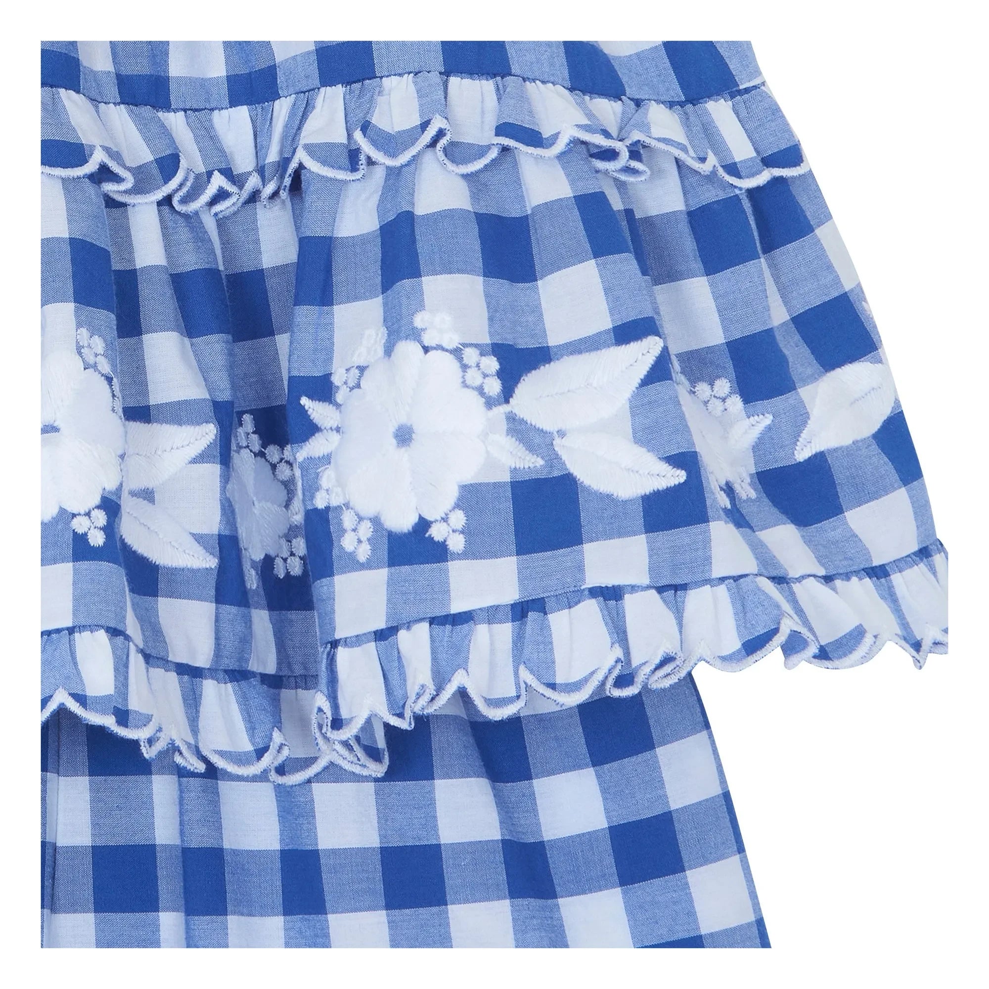 Tartine et Chocolat - Embroidered Top and Checked Shorts Set | Royal Blue