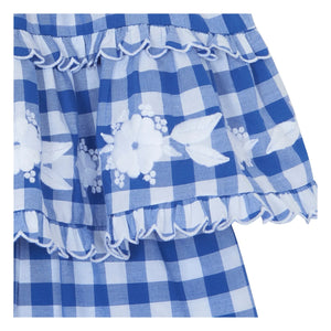 Tartine et Chocolat - Embroidered Top and Checked Shorts Set | Royal Blue
