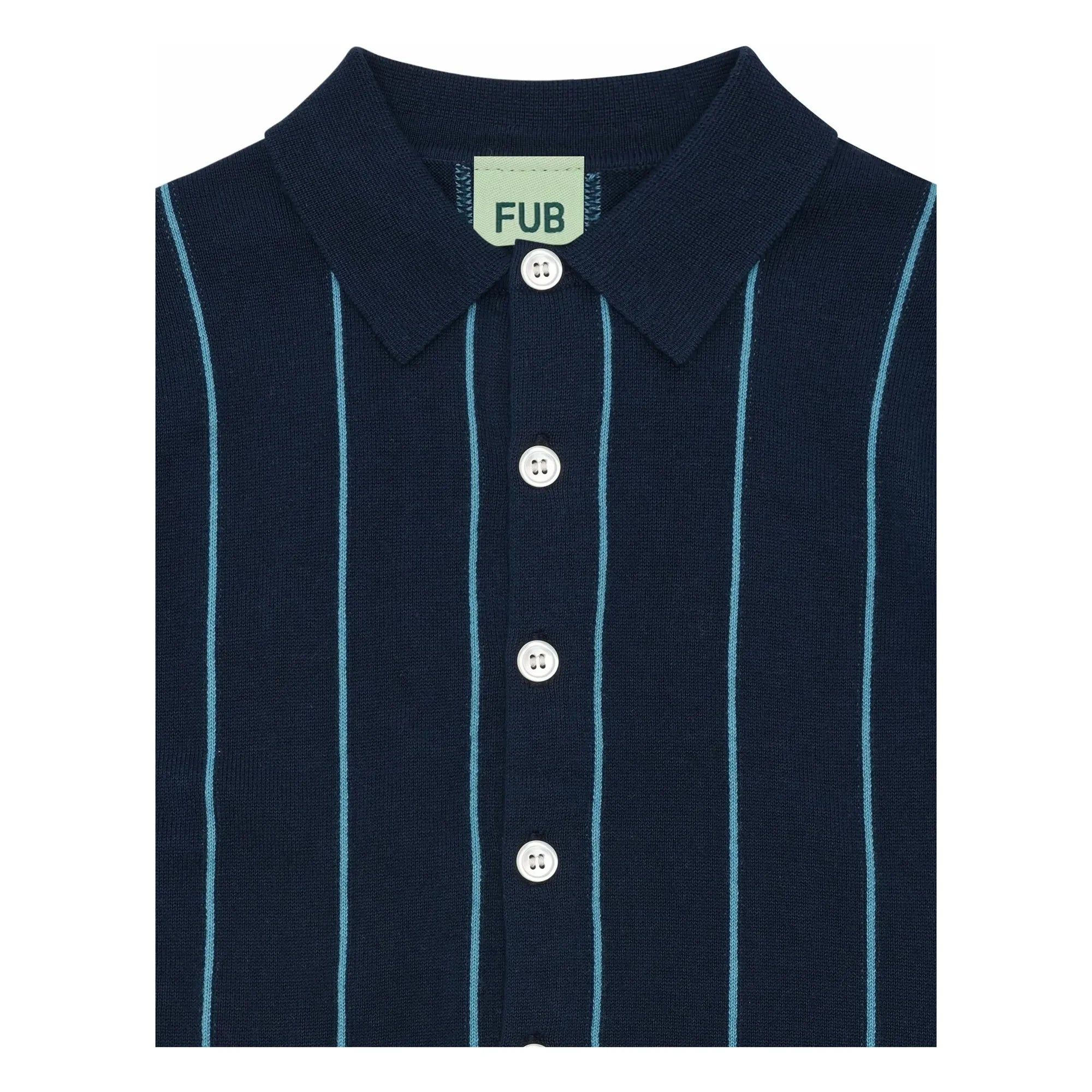 FUB - Striped Shirt Extra Thin Mesh Organic Cotton | Navy Blue