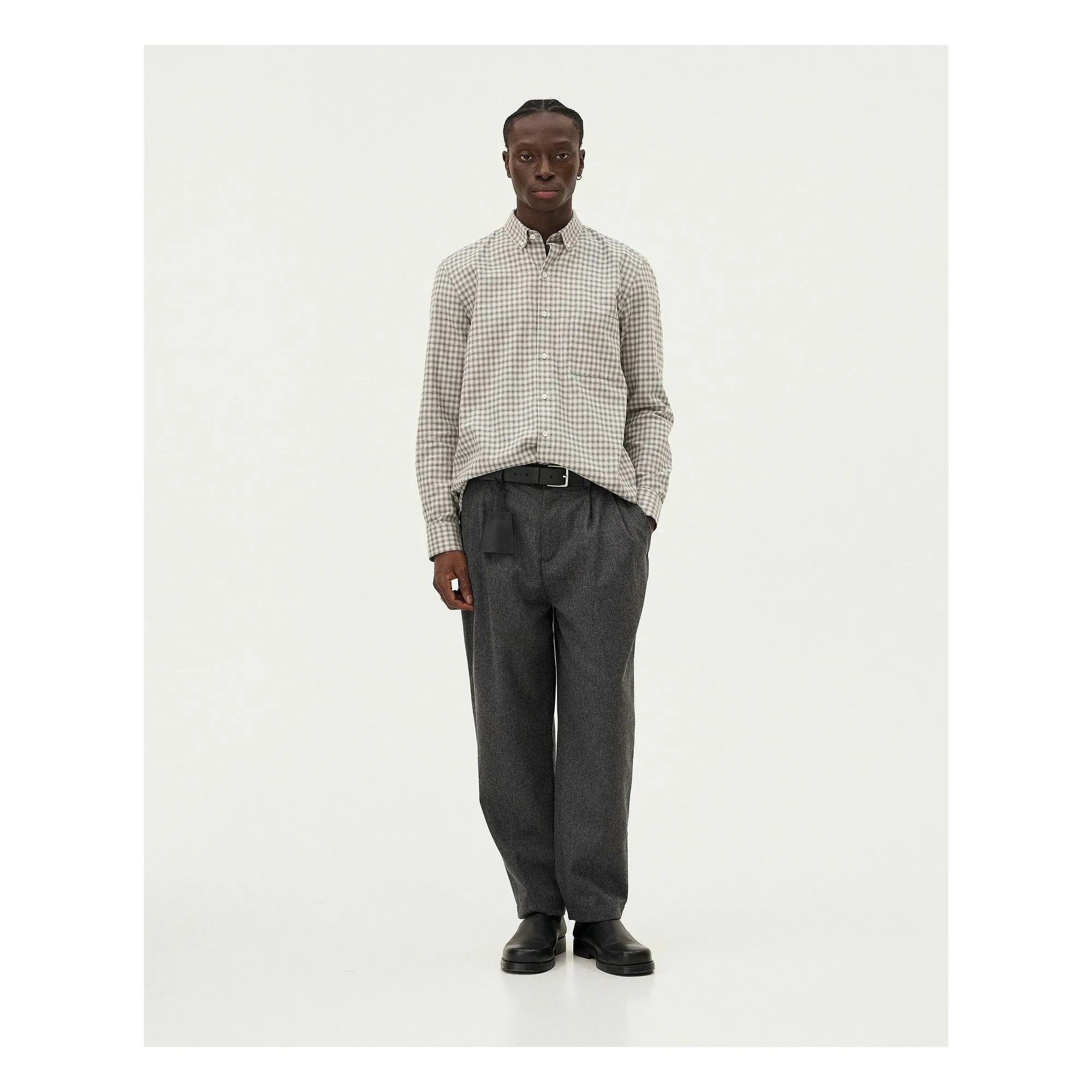 Noyoco - Curtis Shirt Made from Recycled Cotton Check | Gray
