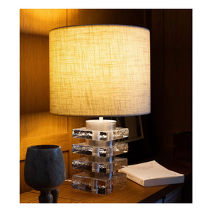 The Socialite Family - Marta Glass and Textured Fabric Table Lamp | Transparent