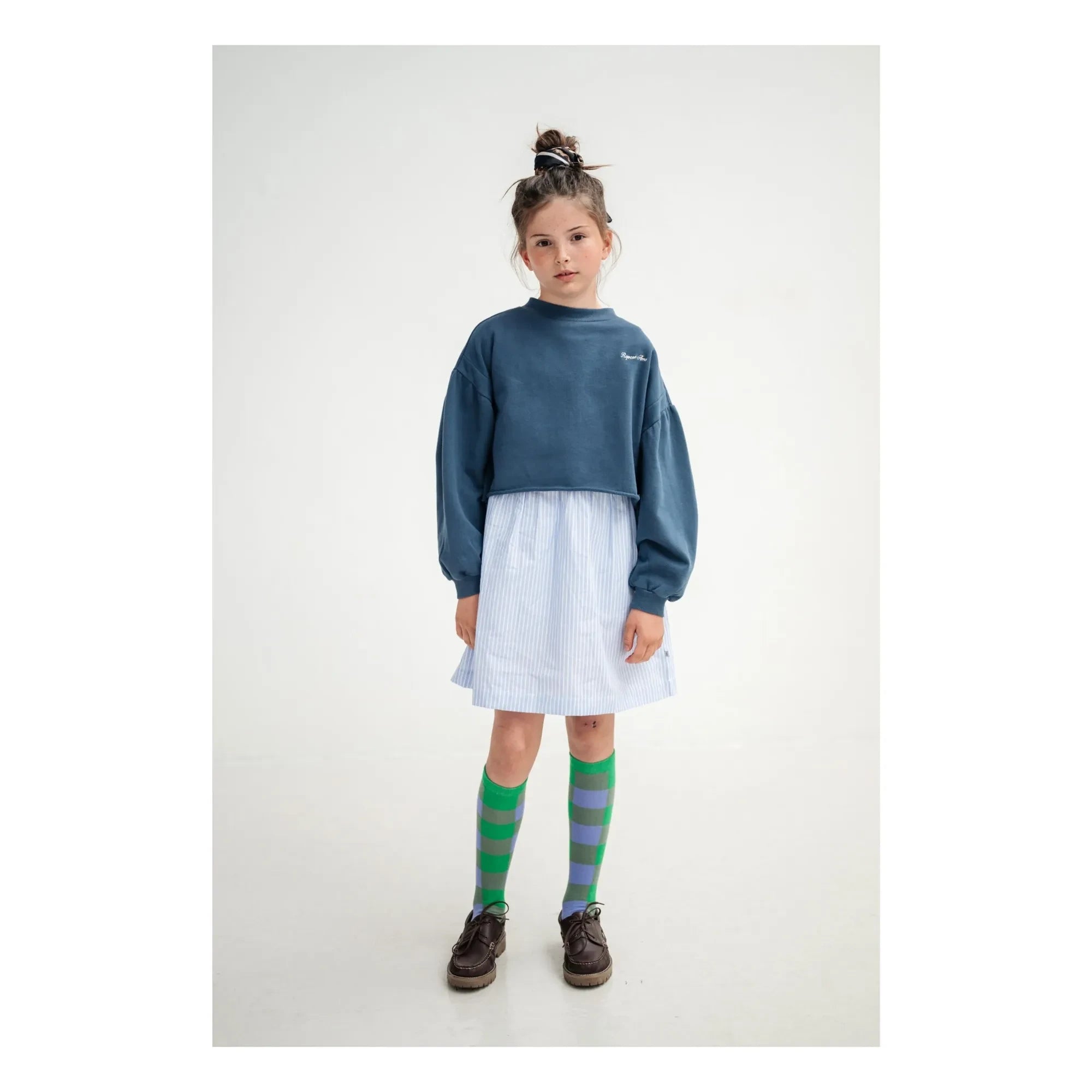 Repose AMS - Organic Cotton Logo Crop Sweatshirt | Dark Blue