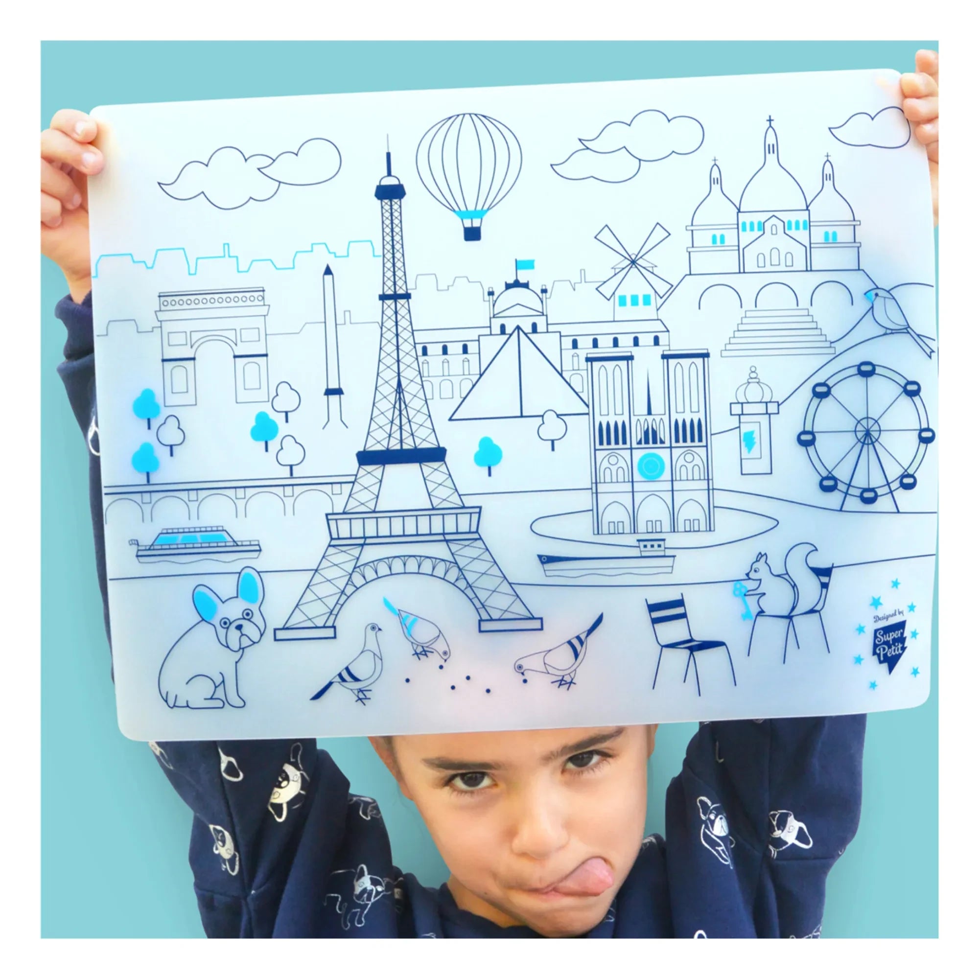 Superpetit - Paris Coloring Placemats with Bracelet and 5 Markers