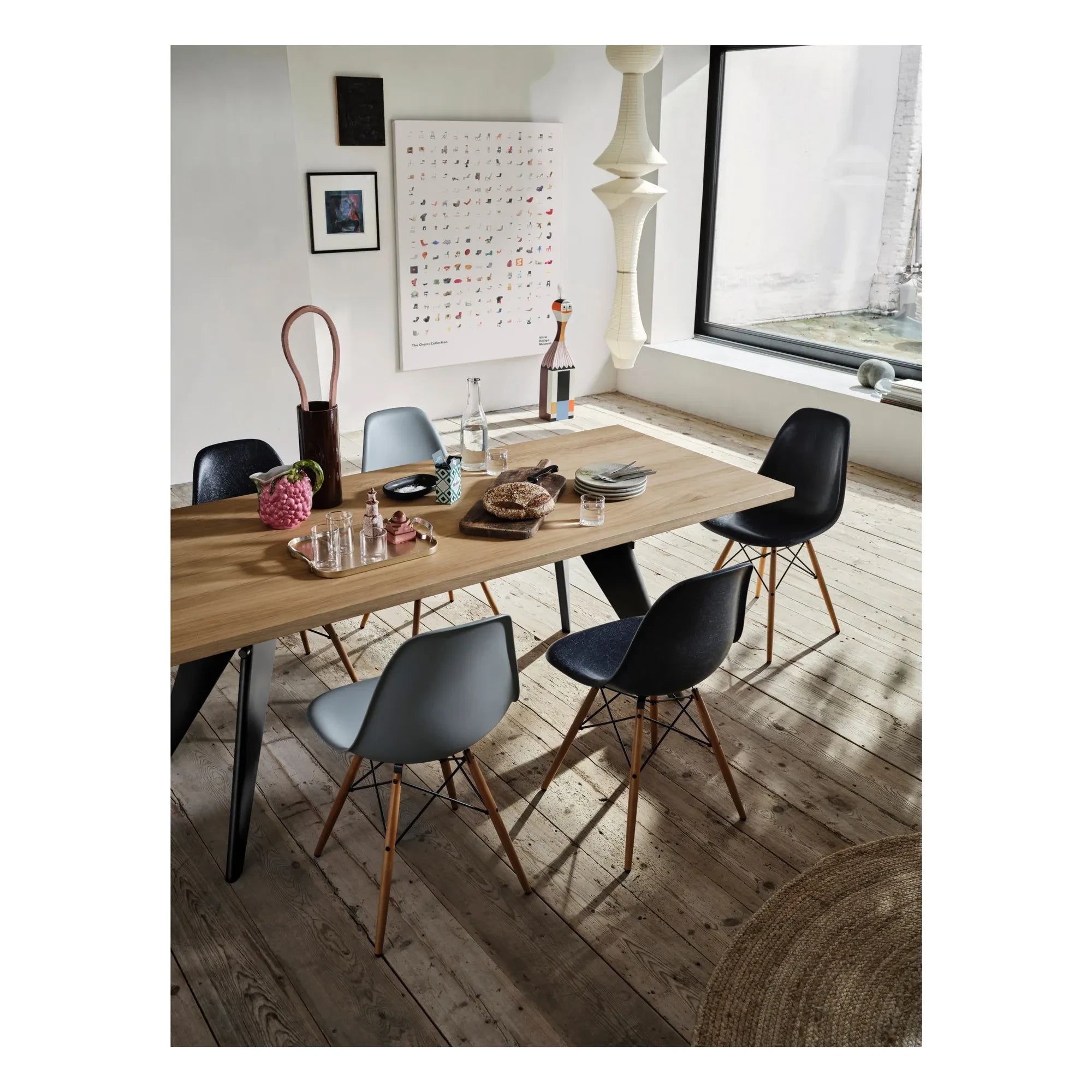 Vitra - EM masa - siyah kaide - Jean Prouvé | Meşe