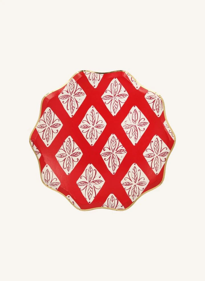 Meri Meri - Block Printed Christmas Plates - Set of 8