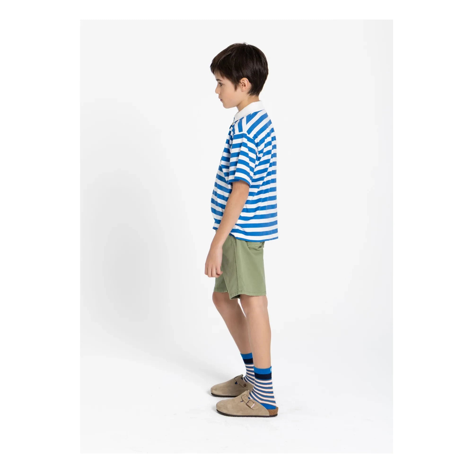 Smallable Kid - Tilo Striped Organic Cotton Polo T-Shirt | Royal Blue