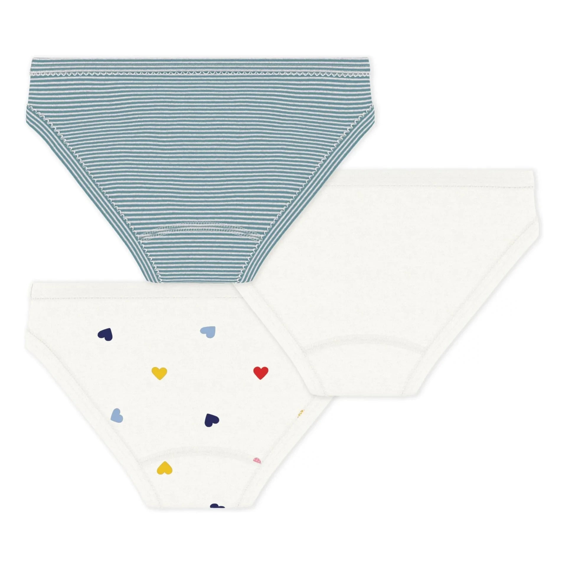 Petit Bateau - 3'lü Çizgili Külot Seti | Beyaz