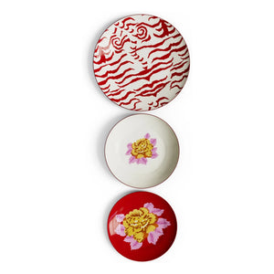 Lisa Corti - Indian Tiger Plate Set - 3-Piece Set | Red