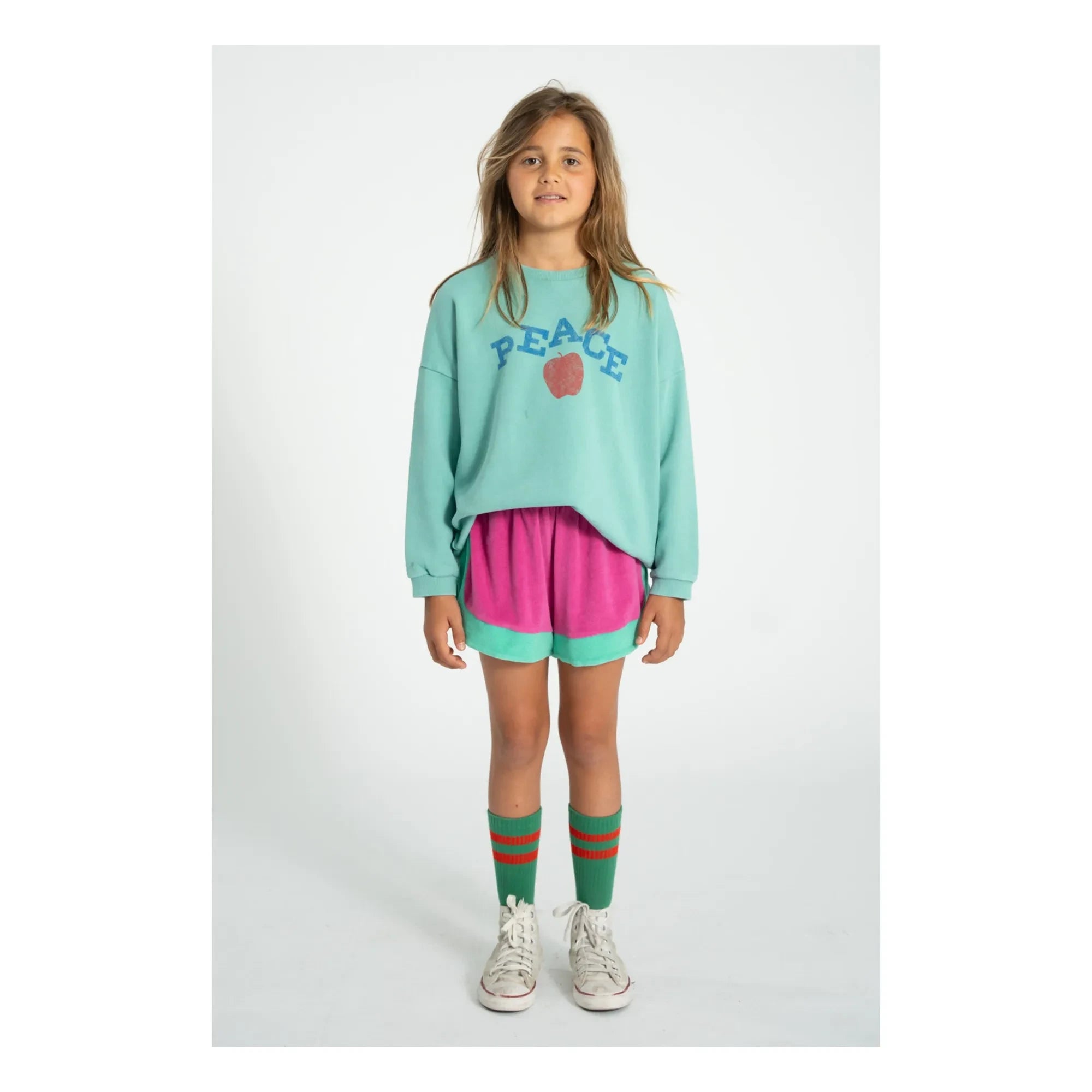 Piupiuchick - Peace Organic Cotton Sweatshirt | Turquoise