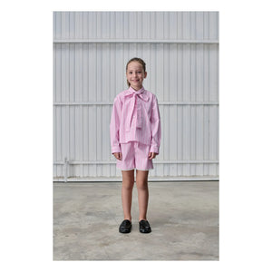 Tangerine - Çizgili Fiyonklu Bluz | Soluk Pembe