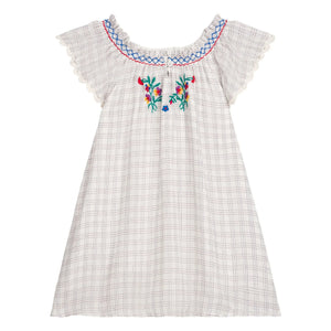 Louise Misha - Embroidered dress Edith Carreaux Organic cotton | Cream