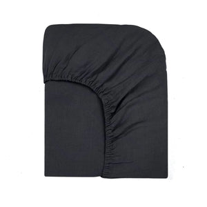 Communauté de biens - Washed Linen Fitted Sheet | Black