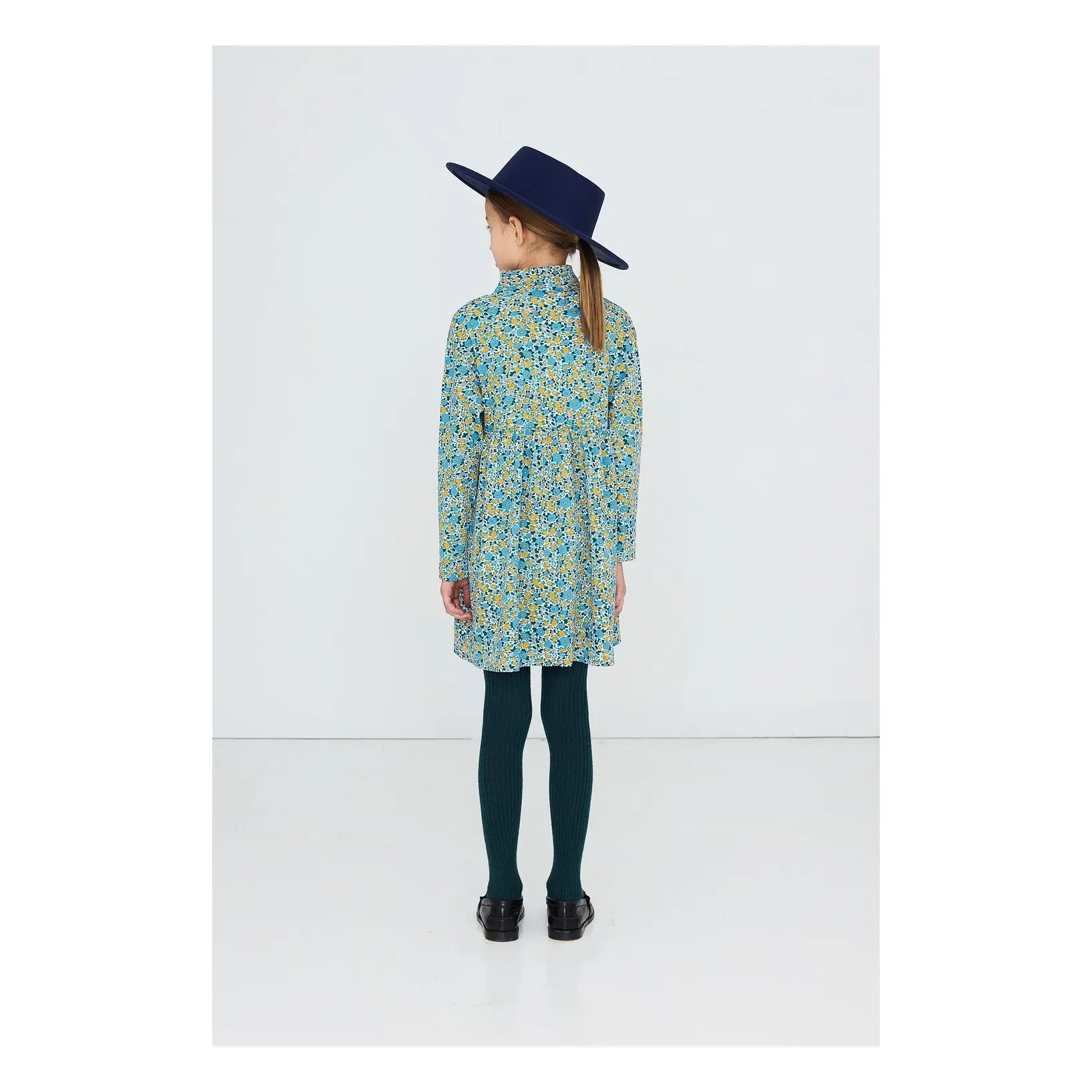 Tinycottons - Organic Cotton Corduroy Floral Dress | Blue