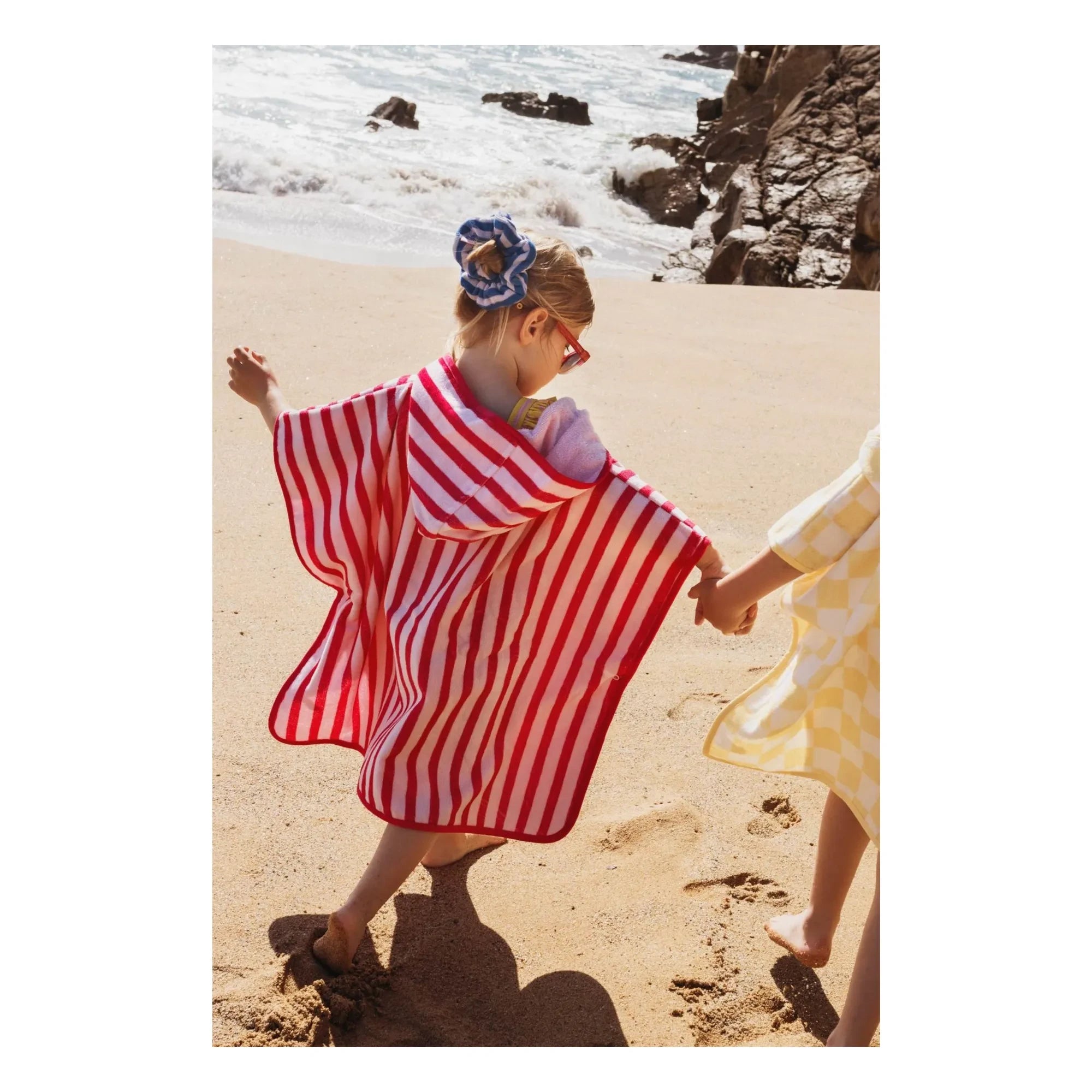Jera Mini - Striped Towel Poncho | Pink