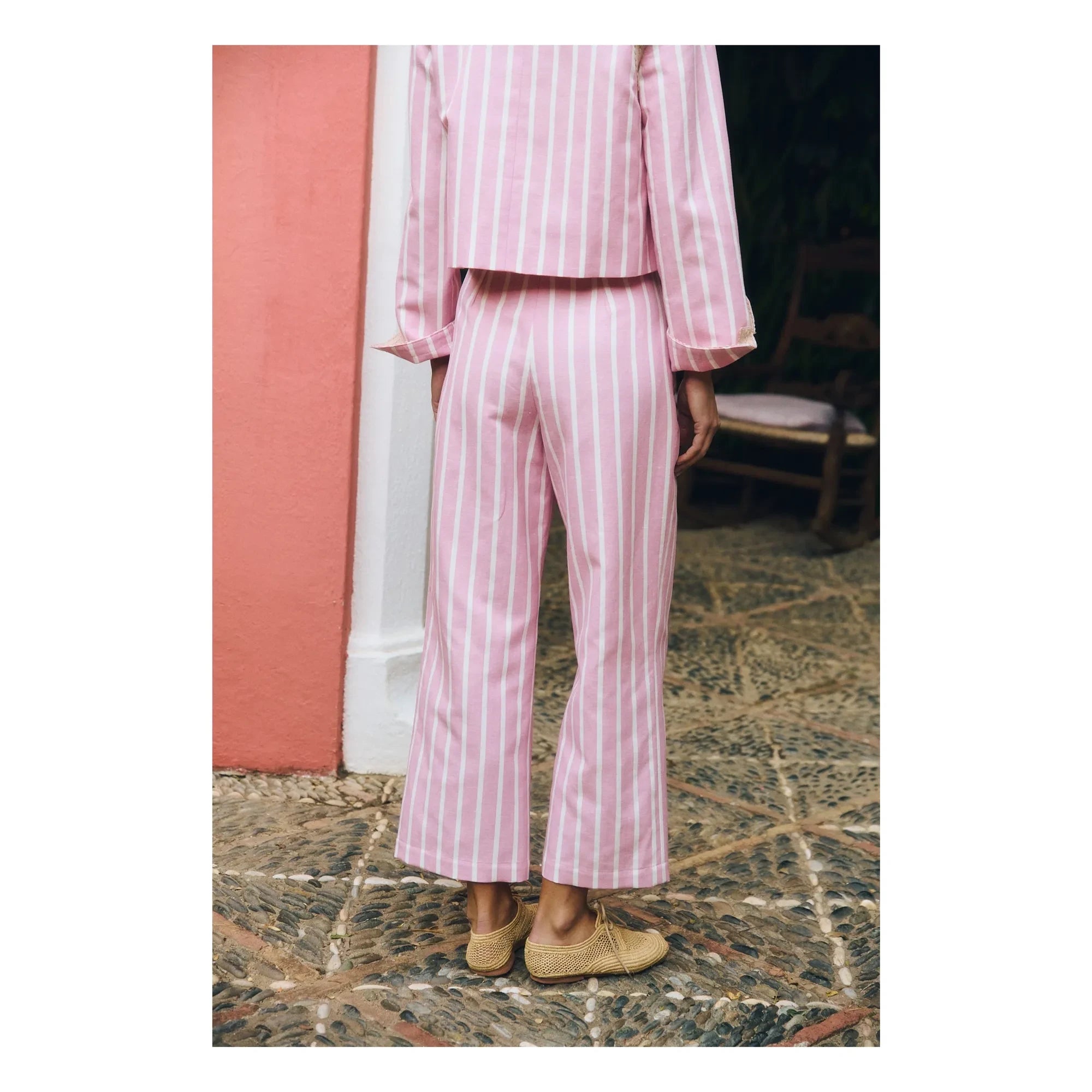 Maria de la Orden - Niza Cotton Striped Trousers | Pink